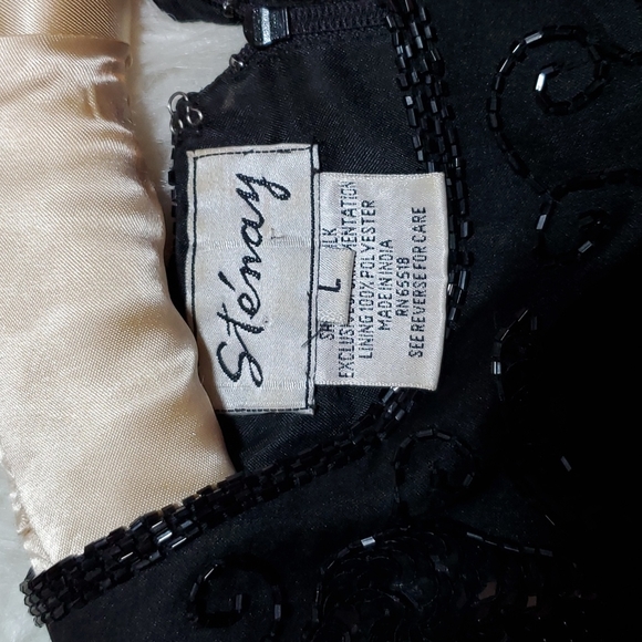 Vintage Stenay 100% SILK black beaded top blouse in excellent condition size L - Picture 5 of 9